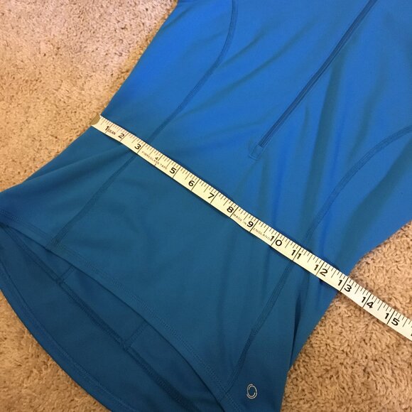 MEC Bright Blue Bubble Short Sleeve Zip Collar Mock Neck Sports Top - Picture 13 of 16